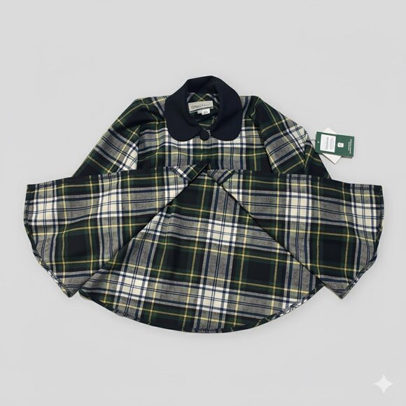 🍀 New with Tags! O'Neil of Dublin Child's Plaid Wool Cape Size L - Picture 2 of 4